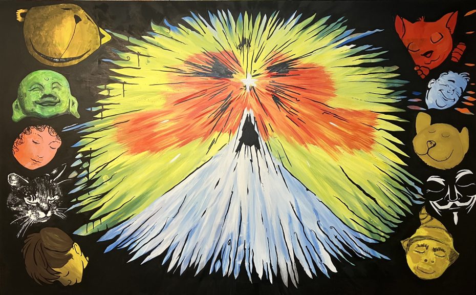 - Gott ist rund und liebt Kartoffeln -
2024
140 x 210 cm
moderne Farben auf Leinwand
Version XI, Privatbesitz, 