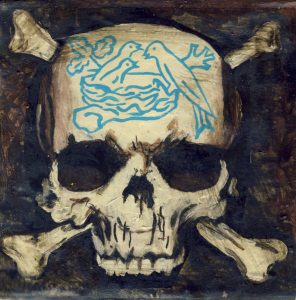 Nestlé - das Nestlé Logo auf einem Totenschädel.